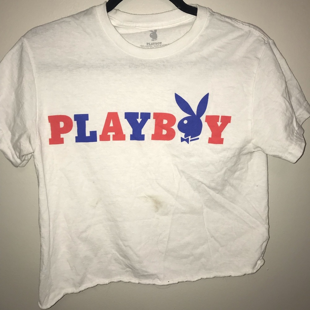 White “Playboy” crop top